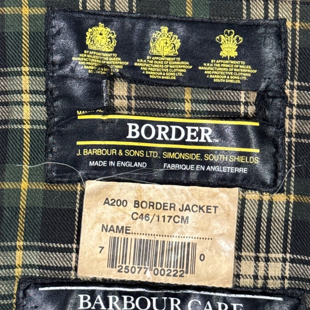 Barbour Coat Mens C46 Green Waxed Canvas Border Jacket Made In England Rain - Picture 7 of 11